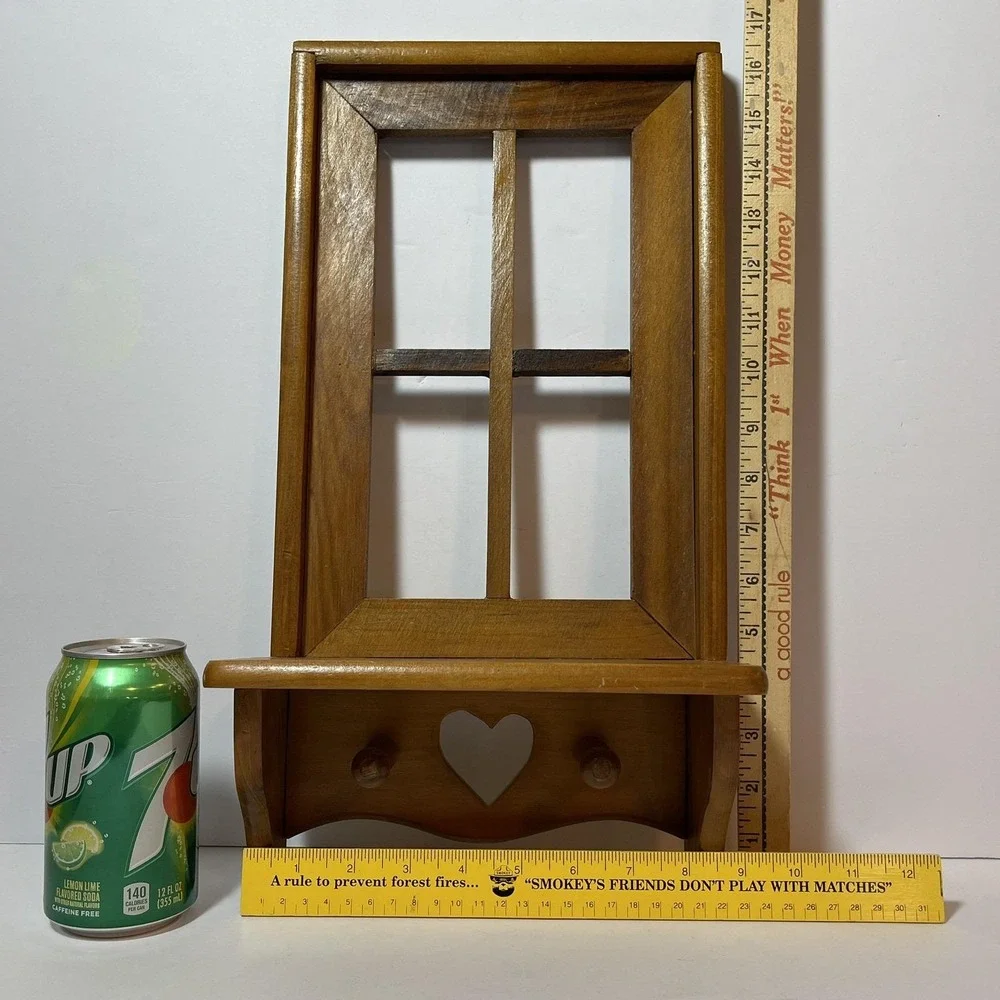 Wood Wall Decor Shelf Heart Cut Out Kitchen Pegs Cottagecore Granny Country VTG